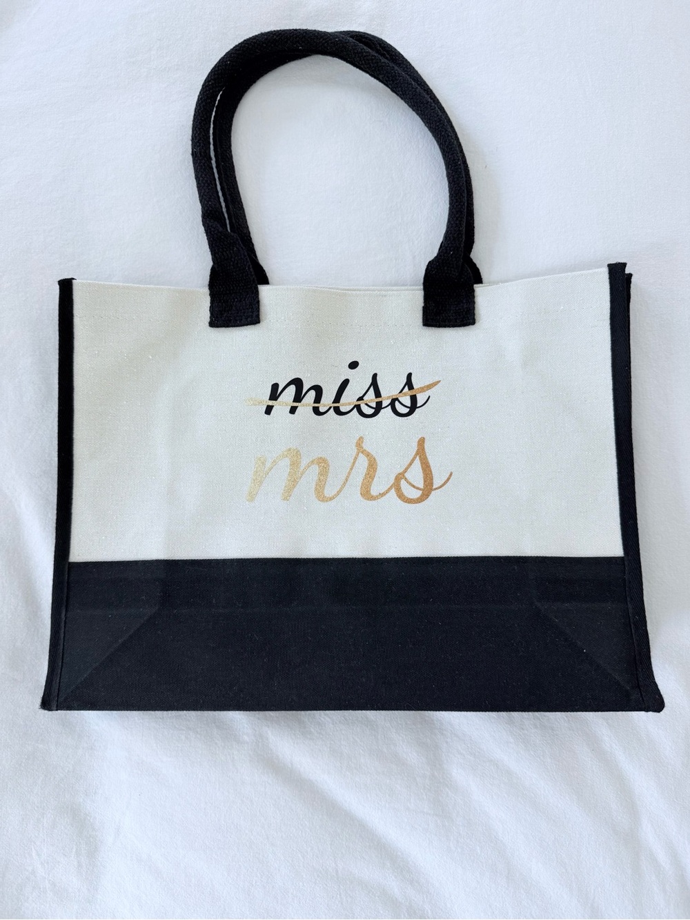 ✨ Miss to Mrs Bride Tote Bag Black White Bridal Shower Wedding Gift Tote ✨